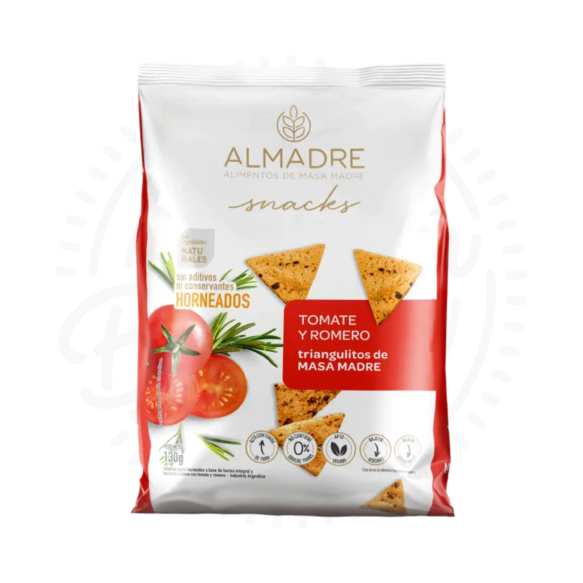 ALMADRE SNACKS DE MASA MADRE TOMATE Y ROMERO X130GR