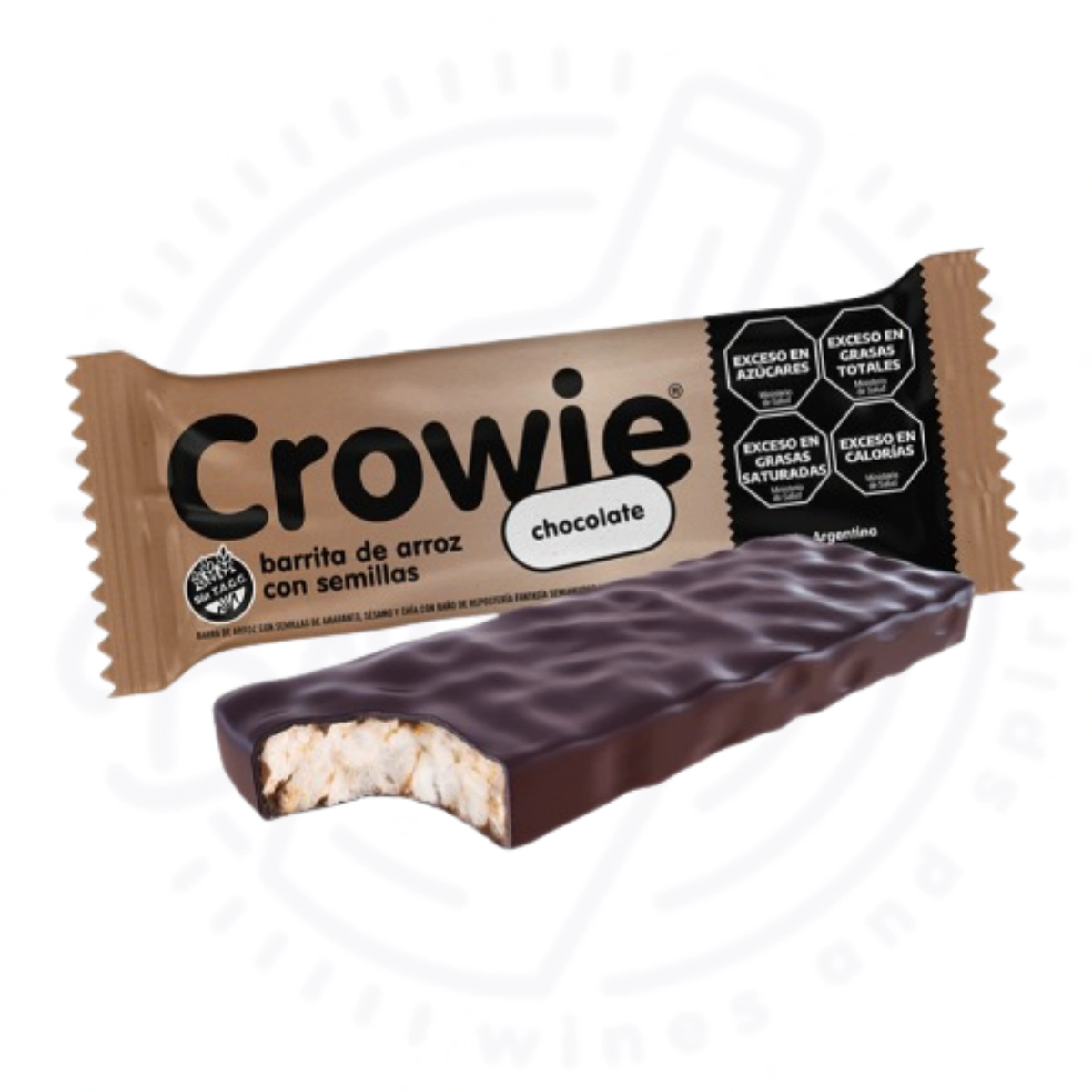 BARRA DE ARROZ CROWIE CHOCOLATE NEGRO 12 GR DISPLAY X 12 UNID