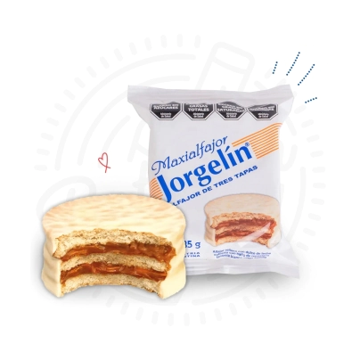 25-ALFAJOR MAXI JORGELIN CHOCOLATE BLANCO X24U X85GR