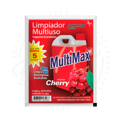 MULTIMAX LIMPIADOR MULTIUSO CHERRY RINDE 5L X15U