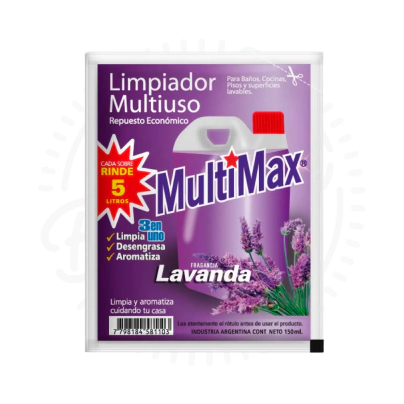MULTIMAX LIMPIADOR MULTIUSO LAVANDA RINDE 5L X15U