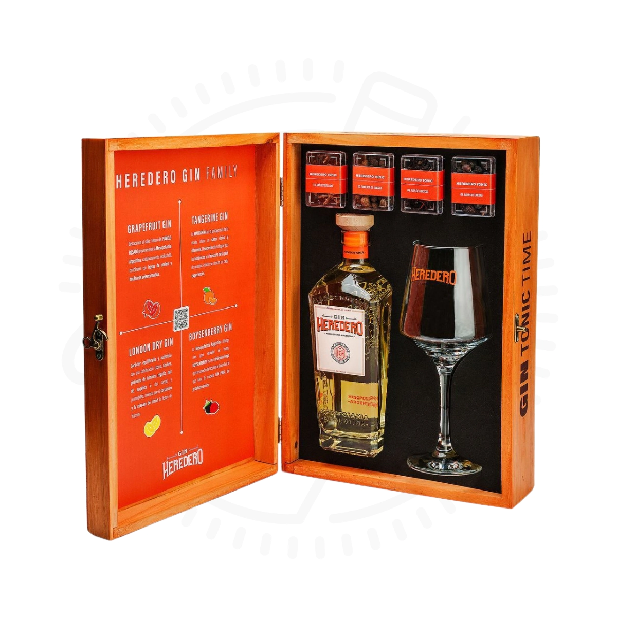 GIN HEREDERO ESTUCHE MADERA MANDARINA