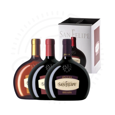 SAN FELIPE ESTUCHE BLANCO-TINTO-12 UVAS 3X750CC